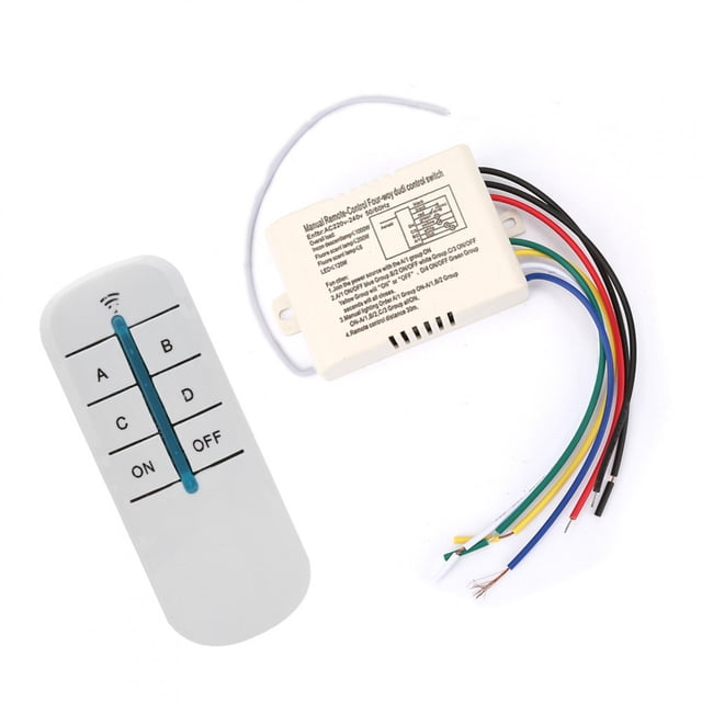 Transmisor receptor de interruptor remoto inalámbrico digital de pared, 4 vías ON/OFF Interruptor de control remoto de 220 V Interruptor remoto inalámbrico digital de pared Rendimiento lleno de energía