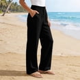 thumbnail image 6 of Women's Soft Nylon Spandex Stretch Pants, Mid-Waisted Tummy Control Wide Leg Fit, With Functional Side Pockets, Running, Walking, Yoga, Workout & Everyday Casual | TruHer,Black XL, 6 of 9