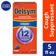 Delsym Adult 12 hour Cough Relief Medicine, Powerful Cough Relief for 12 Good Hours, Cough Suppressing Liquid, #1 Pharmacist Recommended, Grape Flavor, 5 Fl Oz