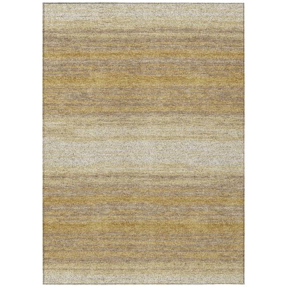 HomeRoots 599962 9 x 12 ft. Gold & Beige Abstract Washable Indoor & Outdoor Rectangle Area Rug