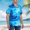 thumbnail image 2 of Lsque Blue Shell pattern Hawaiian Shirt for Men, Unisex Summer Beach Casual Short Sleeve Button Down Shirts-Large, 2 of 9