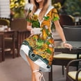 thumbnail image 3 of Honeii Thanksgiving Truck Print Women’s Short Sleeve Dress, Comfortable Casual Dress, Soft Polyester Spandex Blend, Stylish Everyday Wear for Summer, Perfect for Travel and Vacation, 3 of 6