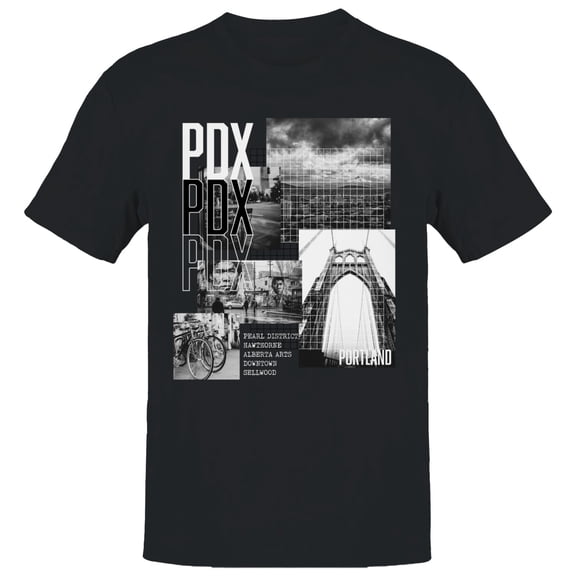 PDX Portland Cityscape Men's Black T-shirt