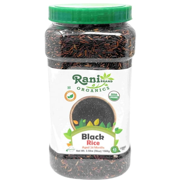Rani Organic Black Rice Extra Long Aged 56oz (3.5lbs) 1.59kg Bulk PET Jar ~ All Natural | Gluten Friendly | Vegan | Indian Origin | Kosher | Export Quality | USDA Certified Organic