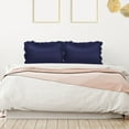 thumbnail image 6 of PiccoCasa 2Pcs Satin Pillowcase Pillowcases Ruffled Pillowcases Pillow Shams, King Navy, 6 of 7