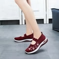 thumbnail image 2 of Xfvqtps Womens Sneakers Large Size Flower Embroidered Knitting Soft Sole Breathable Elastic Mesh Walking Shoes New Slip on Fashion Mother Shoes Red, 2 of 6