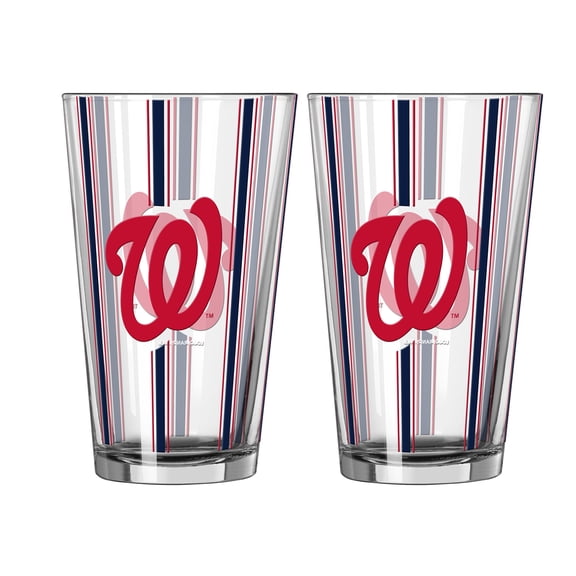 Logo Brands Washington Nationals Two-Piece 16oz. Striped Pint Glass Set