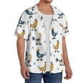 thumbnail image 3 of Salouo Farm Roosters Pattern Cuban Collar Shirts for Men Button-Down Shirt Men's Short Sleeve Shirts Hawaiian Shirts Casual Shirts -Small, 3 of 6