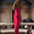 thumbnail image 4 of Women'S Spaghetti Strap Midi Satin Silk Dresses Slip Cowl Neck Party Cocktail Evening Dress Wine Red XS, 4 of 6