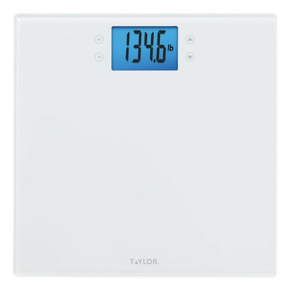 Báscula digital de composición corporal Taylor con Cal-Max, báscula de baño para peso corporal, mide porcentajes de grasa corporal, agua corporal y masa muscular, admite 4 usuarios, compatible con FSA