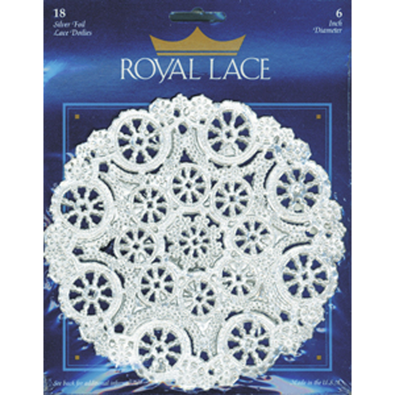 Royal Lace Round Foil Lace Doilies, Silver, 6" 1 Pkg