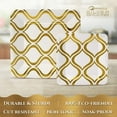 thumbnail image 4 of PARTY DISPOSABLE 36 PC DINNERWARE SET | 18 Dinner Plates | 18 Salad or Dessert Plates | Heavy Duty Paper Plates | for Upscale Wedding and Dining | Square Metallic Gold - Moroccan Collection, 4 of 6