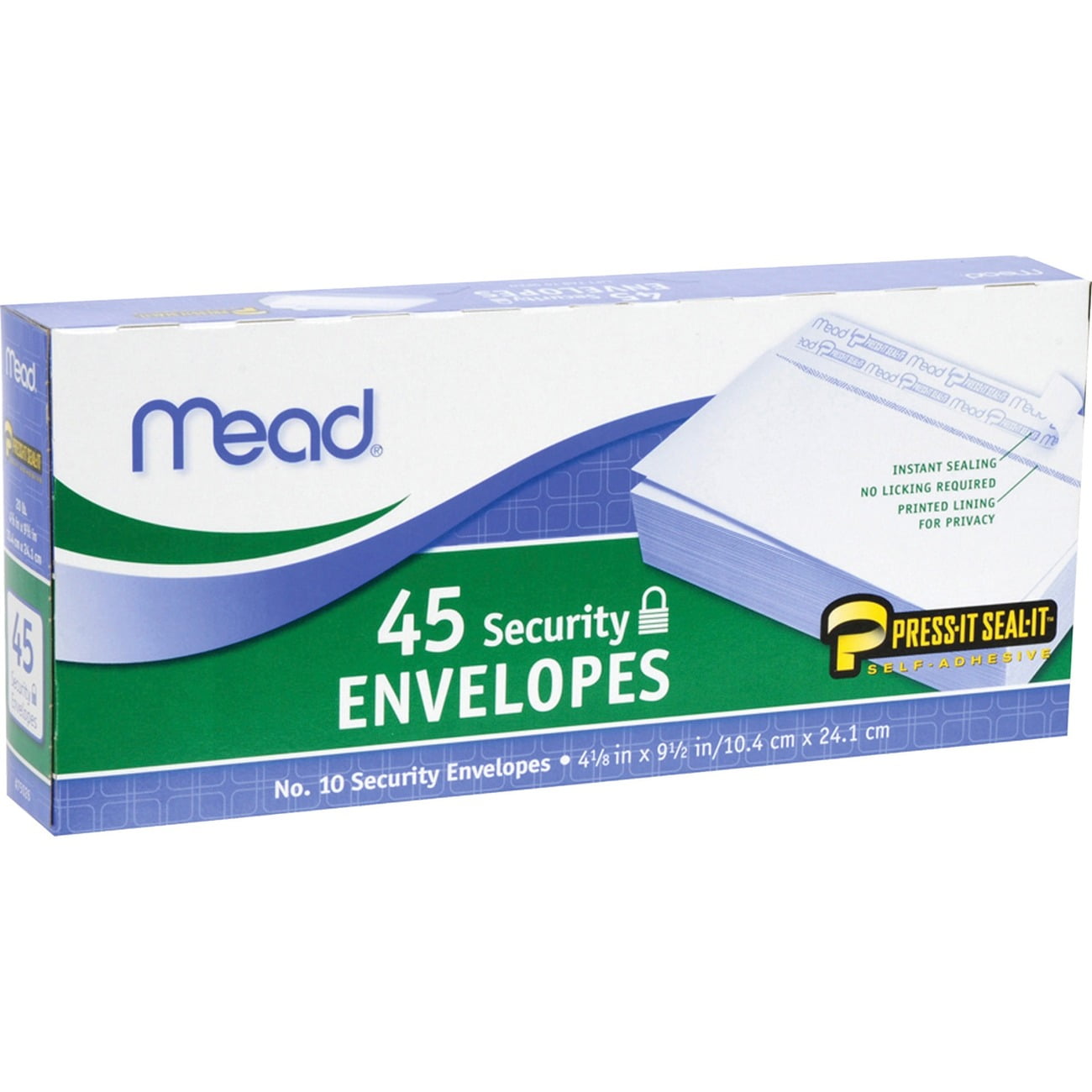 Mead Lot de 45 enveloppes Security Press-it Seal-it 10 x 24 cm Blanc 