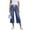*Blue, variant on VBVC Women's Drawstring Wide Leg Cropped Jeans,High Waisted Washed Denim Pants For Women,Ladies Comfy Summer Culottes with Pockets,Blue,S-2XL