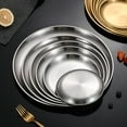 thumbnail image 3 of Callipe Stainless Steel Dinner Plates Round Salad Serving Plate Easy to Clean Pizza Fruit Bowl for Home Kitchen Outdoor Camping BBQ, 3 of 7