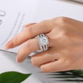 thumbnail image 6 of SFTING Wedding Rings for Women 3CT Princess Cut 5A CZ Halo Vintage Engagement Ring Set Silver 18K Plated Wedding Band Size 5, 6 of 9