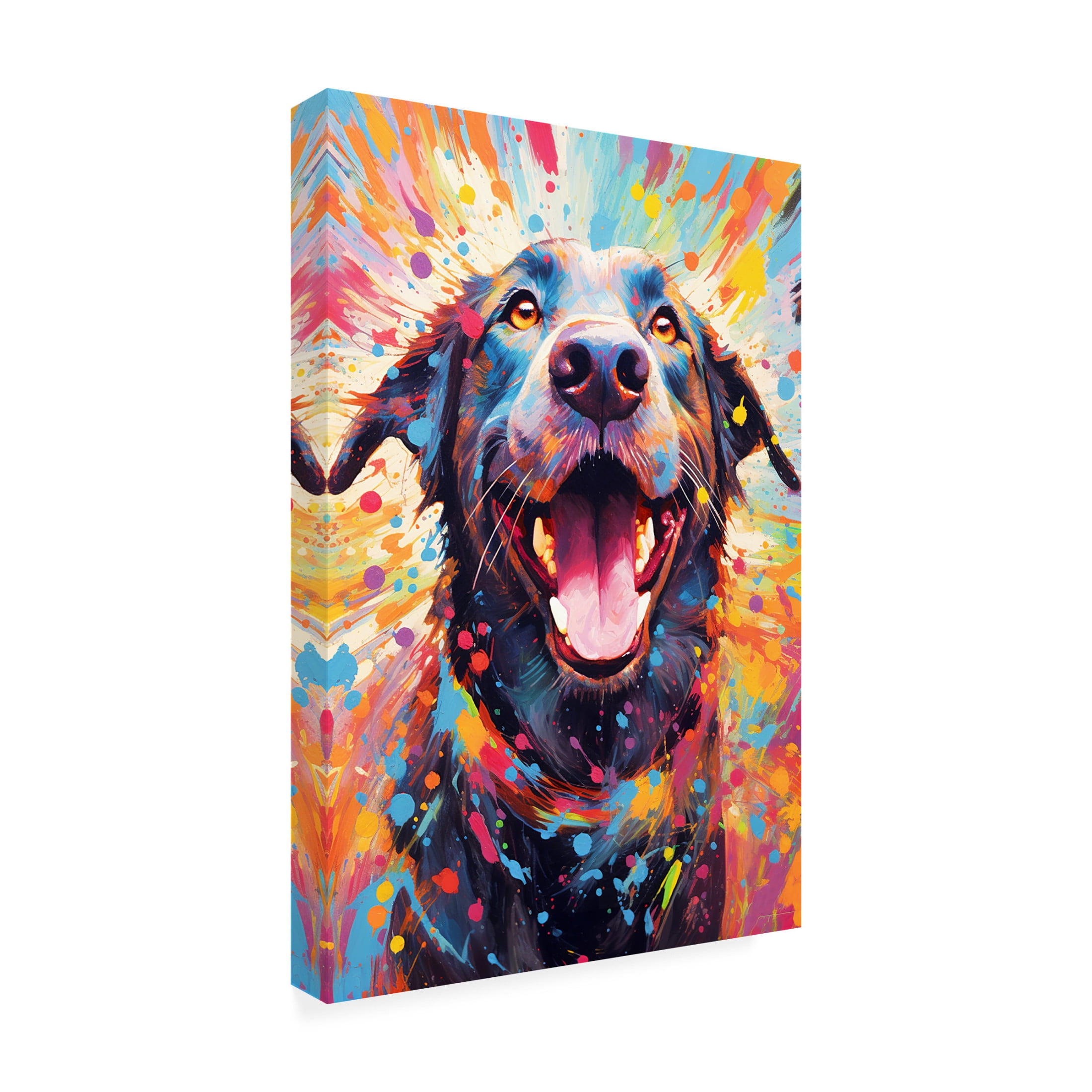 Canvas Wall Art - Ray Heere 'Happy Dog 11' Wall Art for Living Room, Bedroom, or Office Décor by Trademark Fine Art - 12 x 19 Inches
