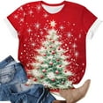 thumbnail image 3 of Christmas T Shirt for Women Xmas Tree Graphic Short Sleeve Casual Holiday Tops Summer Crewneck Blouse, 3 of 4