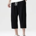 thumbnail image 3 of Kadahis Men's Casual Linen Capri Pants Drawstring Summer Beach Yoga Trousers, 3 of 5
