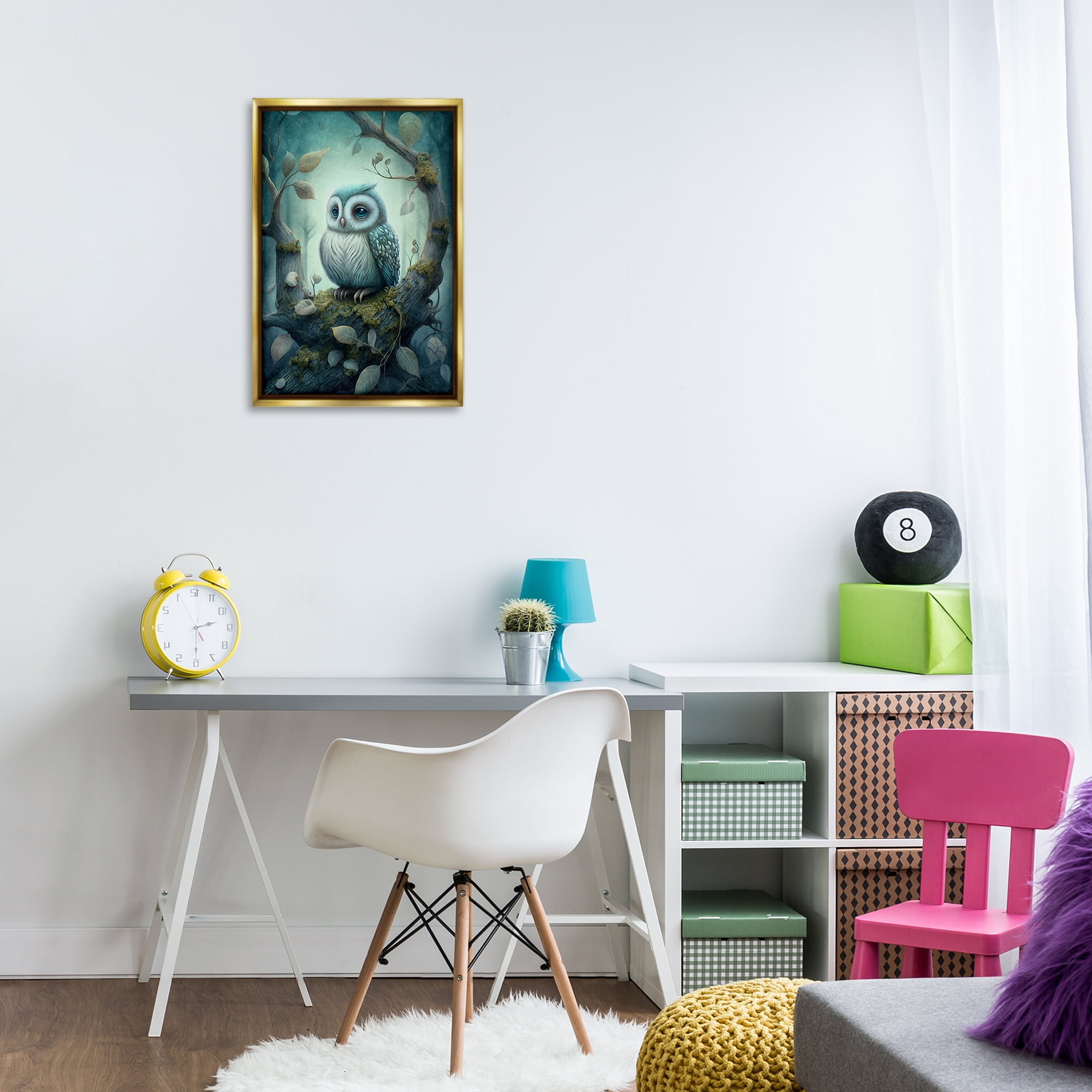 Stupell Industries Calm Mystic Owl Landscape Painting Gold Floater Framed Art Print Wall Art, 17 x 25