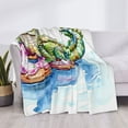 thumbnail image 4 of Vsdgher Alligator Donut Pool Float Pattern Fleece Throw Blanket, Horizontal Fleece Bedding Home Decor for Couch & Bed All Season Use -60"x50", 4 of 6