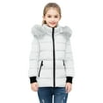 thumbnail image 4 of IVEYRTF Kids Boys Girls Winter Hooded Coat Long Sleeve Zipper Jacket Warm Faux Fleece Outerwear Soft Comfortable Casual Playwear Everyday Top for Cold Weather(White,13-14 Years), 4 of 4