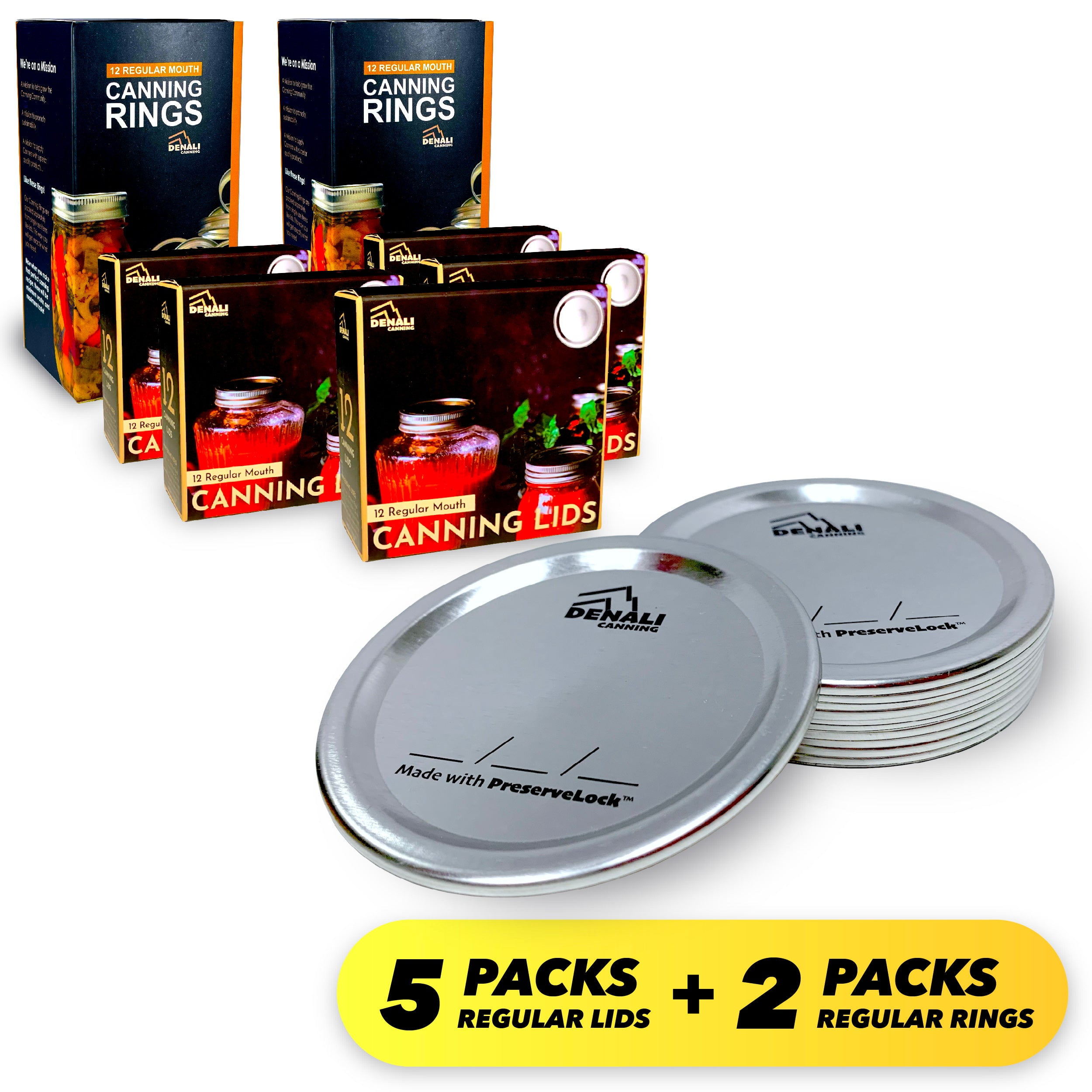 Denali Canning Lids and Rings 5 Regular Lid 12Packs 2 Regular Ring