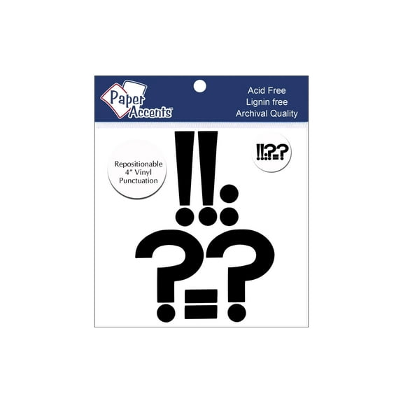 Vinyl Punctuation Removable Adh 4" 2ea !?-. Black