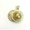 thumbnail image 5 of 10k yellow gold round globe planet earth world map pendant 2 sides 3D gift 4.6g, 5 of 14