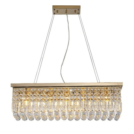 5-Light Rectangle Gold Chandelier with Crystal Accents