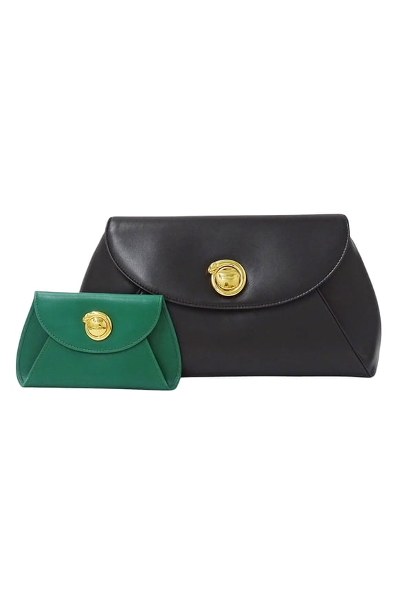 Pre-Owned Cartier handbag for women, brand name, clutch bag, second Panthre, leather, black,...