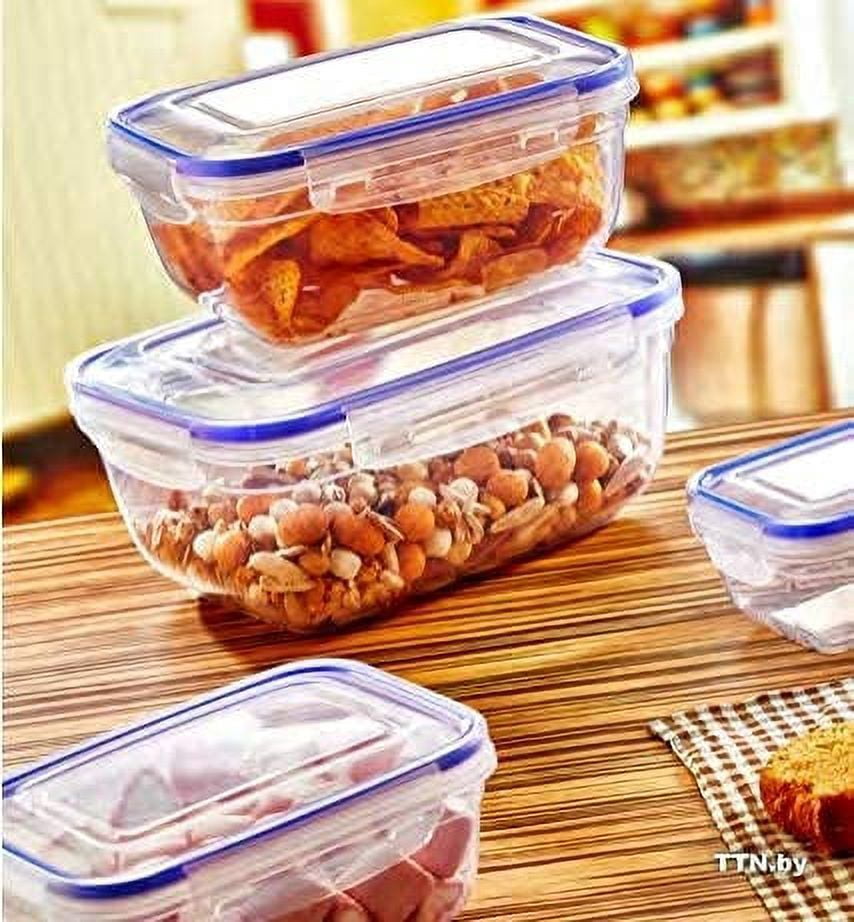 Superio Sealed Food Storage Containers, 10 Cup, 80 Oz, Airtight Leak Proof Meal Prep Containers, Rectangle Shape, Microwave and freezer safe, BPA-free Plastic (4, 2.5 Quart)