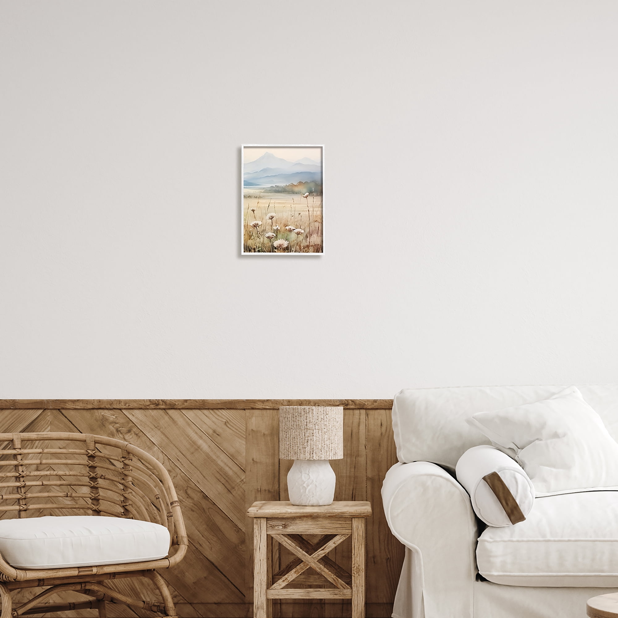 Stupell Industries Foggy Peaks Landscape Landscape Painting White Framed Art Print Wall Art, 11 x 14