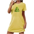 thumbnail image 2 of Camisón corto navideño para mujer, talla grande, cuello redondo, manga corta, estampado en el pecho, vestido de noche para mujer, 2 of 3