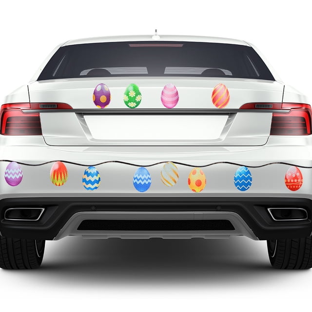 EQWLJWE Easter Reflective Magnets, Easter Egg Bunny Refrigerator Magnetic Sticker ,Colorful Egg Cute Rabbit Garage Magnet Decals for Mailbox Metal Door Cabinets,Happy Easter Car Magnet Decoration