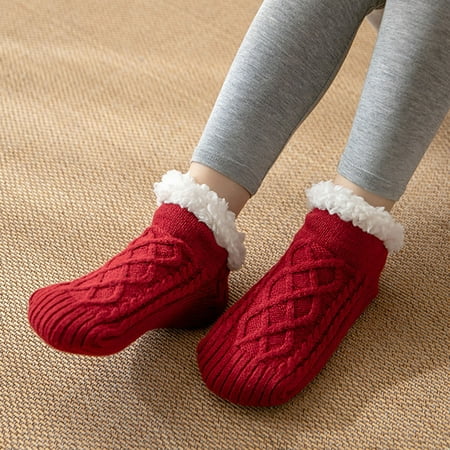 

GXSR Women Warm Fleece Lined Winter Soft Non Slip Socks Christmas Gift Mens Slipper Socks