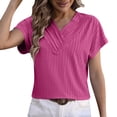 thumbnail image 2 of Lixiuxyad Womens Fashion Casual Top V Neck T Shirts Summer Short Sleeve Casual Loose T Shirts Top Basic Tee,Pink XXL, 2 of 6