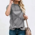 thumbnail image 2 of Gibobby Camisas Para Mujer Elegantes Camisa corta con volantes acampanados blusa de encaje Top de algodón para mujer manga de retazos camisetas de mujer（Gris， S), 2 of 5