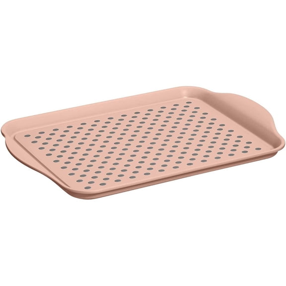 OGGI Anti Slip Serving Tray with Handles - Blush Rectangle Tray - Ideal for Eating, Breakfast, Food, Appetizer, Serving