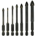 thumbnail image 2 of CNKOO 7Pcs Drill Bit Set 1/4 Inch Hex Shank Triangle Drill Bit Set Carbide 3/4/5/6/8/10/12mm Masonry Drill Bit Set Fast Precision Punching Drill Bit Kit for Tiles Mirrors Glass Ceramic, 2 of 8