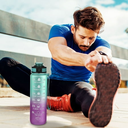 

Vntub Pitchers Motivational Water Bottle With Time Marker 32Oz Squeezing Ejection Opening Bpa Free With Leakproof Wide Mouth And Fast Water Flowing For Outdoor Sport
