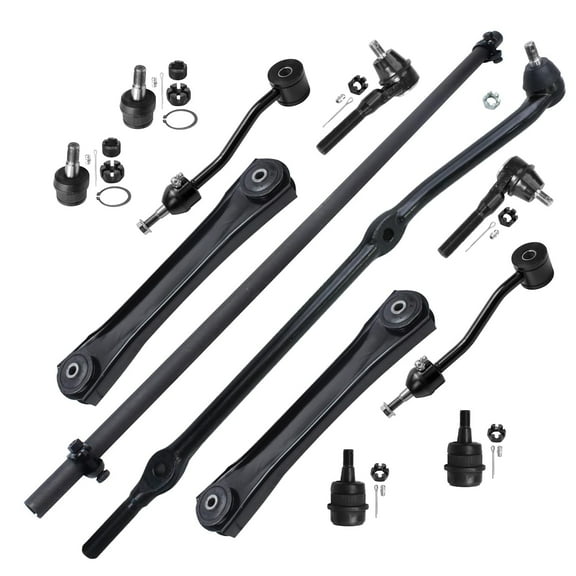 Detroit Axle - 4WD Front End Suspension Kit for 97-06 Jeep Wrangler TJ Lower Control Arms Upper & Lower Ball Joints Sway Bars Outer Tie Rods Adjusting Sleeve Replacement