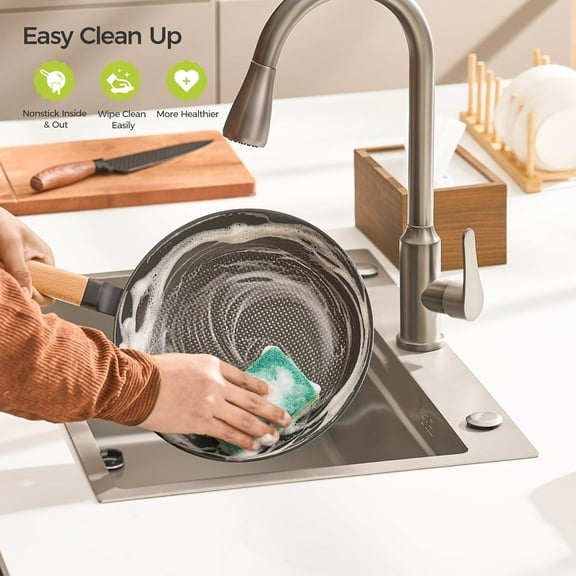 12 Inch Nonstick Ceramic Cast Iron Skillet with Detachable Handle, Dishwasher & Oven Safe