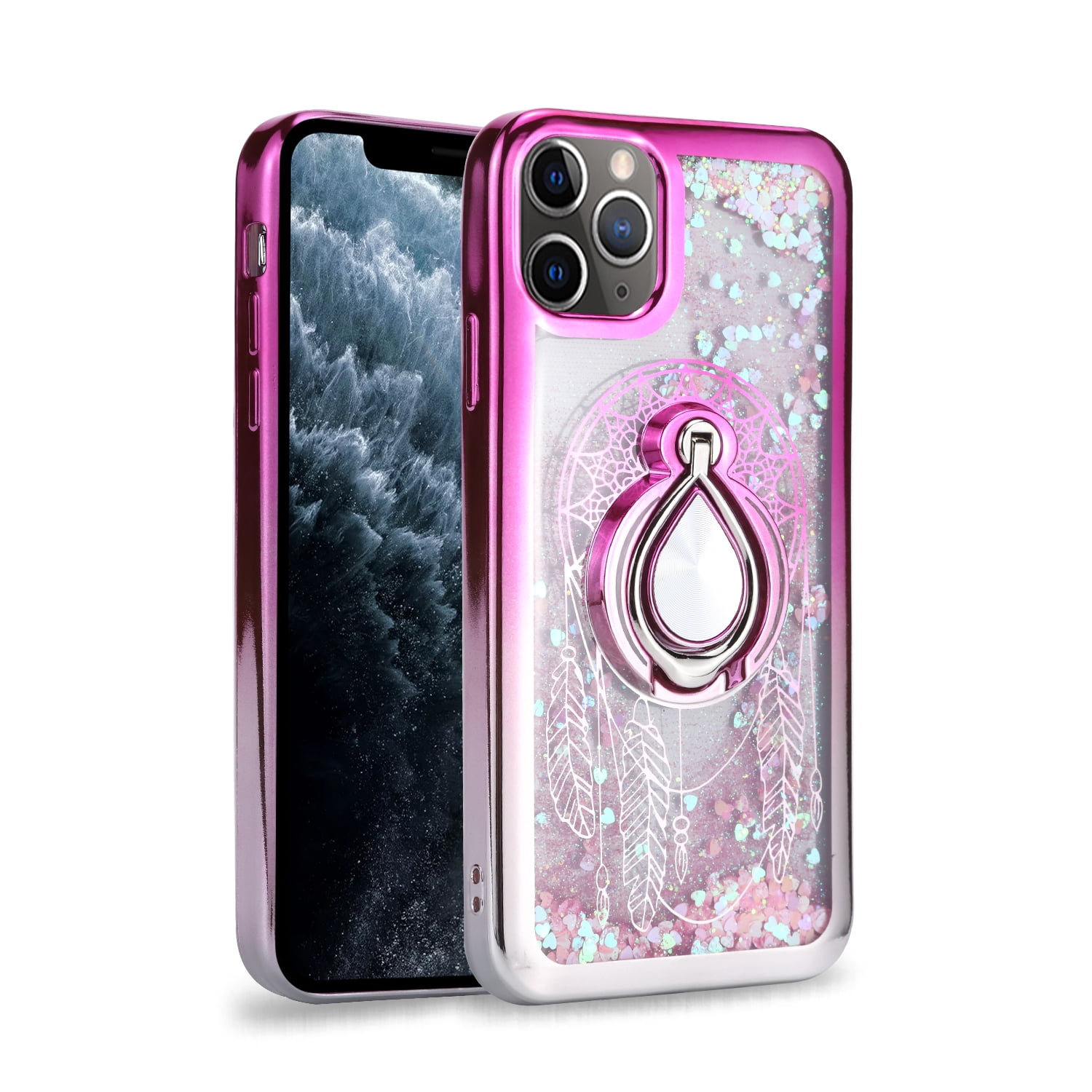 Iphone 12 Phone Case Iphone 12 Pro Phone Case Slim Kickstand Liquid Glitter Dual Colors Stylish For Iphone 12 12 Pro Phone Case Pink Silver Walmart Com Walmart Com