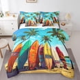 thumbnail image 1 of YST Ensemble de Literie Thème Surf Coloré, Taille Complète, 7 Pcs, Polyester, 1 of 5