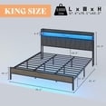 thumbnail image 6 of LUXOAK 43.3" H King Size Bed Frame with Linen Upholstery, Rgb Lighting and Charging Station, Rustic Grey, 6 of 6