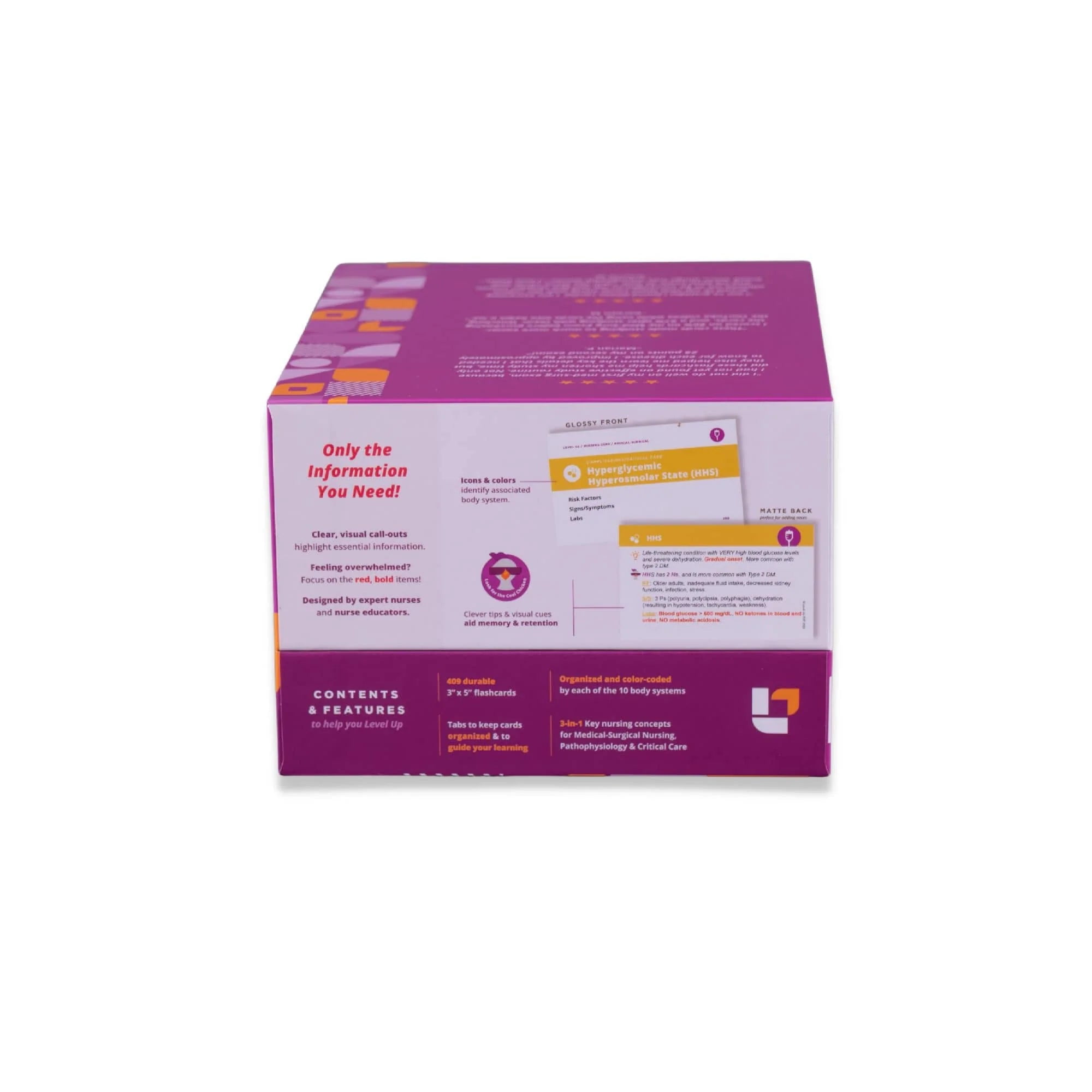 LevelUP RN Med-Surg Review LPN RN Flash Cards – Only Essential Info for Nursing School (409 Cards)