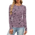 thumbnail image 6 of Hvyesh Long Sleeve Shirts for Women Crewneck Basic T-Shirts Casual Printing Slim Fit Stretch Tops, 6 of 7