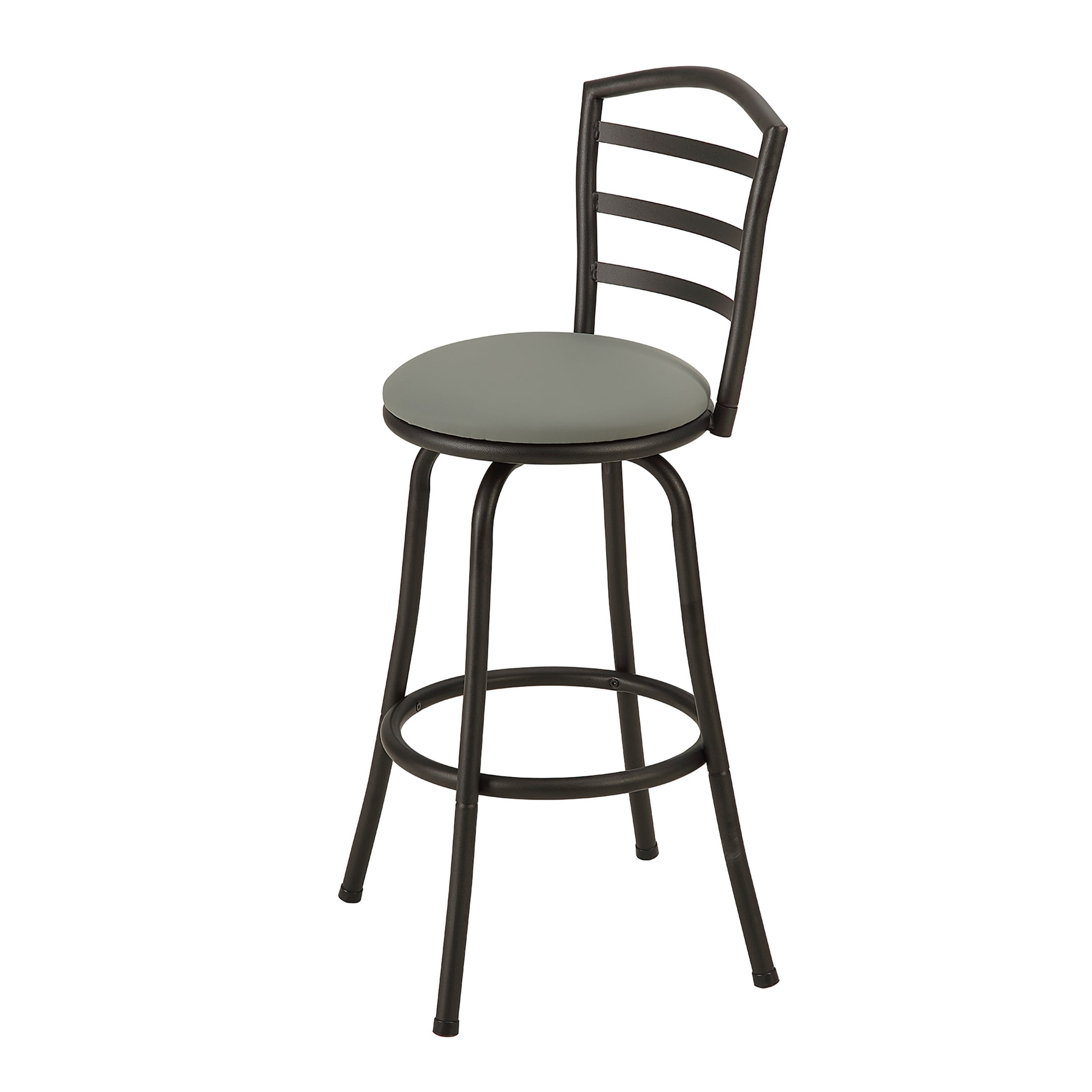 Mainstays 3 Pack Indoor Adjustable  24" or 29" Swivel Adjustable Black Metal Barstool, Dark Gray Seat