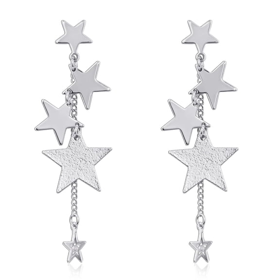 Sparkly Star Drop Earrings Long Tassel Stud Earrings for Women Star Jewelry